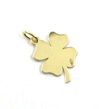 Load image into Gallery viewer, SOLID 18K YELLOW GOLD PENDANT MINI FLAT FOUR LEAF LENGTH 1.3 CM 0.4 INCHES CHARM.