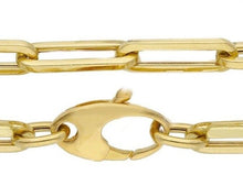 Charger l'image dans la galerie, 18K YELLOW GOLD LONG CHAIN SQUARED OVAL PAPER CLIP 4x12mm LINKS 31.5" 80cm ITALY.