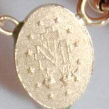 Load image into Gallery viewer, 18k rose pink gold rosary necklace miraculous mary medal Jesus cross, 22 inches.