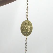 Load image into Gallery viewer, 18K YELLOW WHITE GOLD MINI ROSARY BRACELET 1.5 MM SPHERES CROSS MIRACULOUS MEDAL.