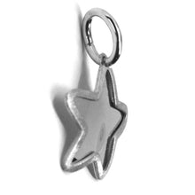 Load image into Gallery viewer, 18k white gold star pendant 14mm diameter, flat curved solid, smooth & satin.