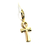 Load image into Gallery viewer, 18K YELLOW GOLD, SMALL 17mm ANKH ROUNDED CROSS OF LIFE PENDANT, EXCAVATED BACK.