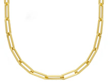 Charger l'image dans la galerie, 18K YELLOW GOLD LONG CHAIN SQUARED OVAL PAPER CLIP 4x12mm LINKS 31.5" 80cm ITALY.