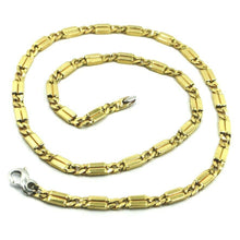 Load image into Gallery viewer, 18K YELLOW WHITE GOLD CHAIN 5mm ALTERNATE GOURMETTE CUBAN CURB SQUARE LINK 24".