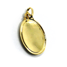 Load image into Gallery viewer, 18k yellow gold oval medal 15x20mm Virgin Mary Madonna pendant with frame.