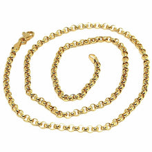 Cargar imagen en el visor de la galería, 18K YELLOW GOLD CHAIN 19.70", DOME ROUND CIRCLE ROLO LINK 3 MM MADE IN ITALY.