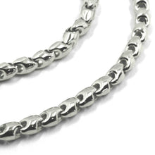 Load image into Gallery viewer, 18K WHITE GOLD CHAIN 4mm TUBE ROUNDED DROP LINK 40cm 16", MADE IN ITALY.