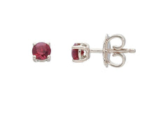 Load image into Gallery viewer, 18k white gold earrings with round natural red ruby, 0.60 total carats.
