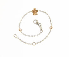 Load image into Gallery viewer, 18k white and rose gold bracelet for kids with rose angel made in Italy 5.5 in.