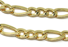 Charger l'image dans la galerie, 18K YELLOW GOLD BRACELET, BIG FLAT 5 MM SUNKEN FIGARO GOURMETTE ALTERNATE 3+1.