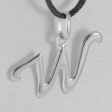 Charger l'image dans la galerie, 18k white gold pendant charm initial letter W, made in Italy 0.75 inches, 19 mm.