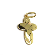 Load image into Gallery viewer, 18K YELLOW WHITE GOLD CROSS 20mm, 0.8 inches, DOUBLE SLAB STRIPS ROUNDED WORKED.