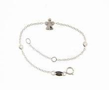 Load image into Gallery viewer, 18k white gold bracelet for kids with angel and cubic zirconia made in Italy.