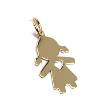 Load image into Gallery viewer, 18k rose gold luster pendant with girl baby with heart perforat made in Italy.
