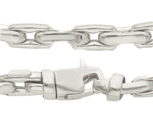 Cargar imagen en el visor de la galería, 18K WHITE GOLD BRACELET 4mm SQUARE ROUNDED CABLE RECTANGULAR LINK 20cm 7.9".