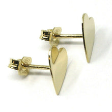 Load image into Gallery viewer, SOLID 18K YELLOW GOLD EARRINGS FLAT HEART, SHINY, SMOOTH, 10 MM, MADE IN ITALY.