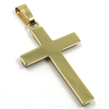 Cargar imagen en el visor de la galería, 18K YELLOW GOLD CROSS, ROUNDED BIG 39mm, 1.54 inches, SMOOTH, MADE IN ITALY.