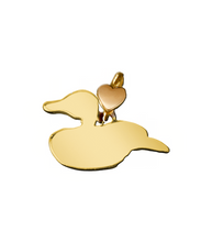 Load image into Gallery viewer, SOLID 9K YELLOW GOLD SMALL 10mm PENDANT FLAT DUCK MADE IN ITALY BY DODO MARIANI.