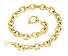 Charger l'image dans la galerie, 18K YELLOW GOLD BRACELET TUBULAR OVAL ROLO ROUNDED 7x9mm CIRCLE LINKS, 20cm 7.9".