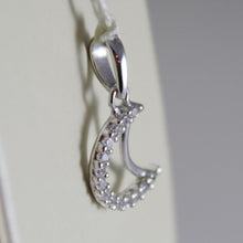 Charger l'image dans la galerie, 18k white gold mini moon pendant, length 0.71 inches, zirconia.