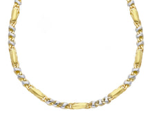 Load image into Gallery viewer, 18K YELLOW WHITE GOLD CHAIN NECKLACE 4mm ALTERNATE 3+1 ROUNDED OVALS, 24", 60cm.