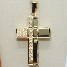 Load image into Gallery viewer, 18K YELLOW GOLD PENDANT SQUARE STYLIZED CROSS, WORKED, SMOOTH, MADE IN ITALY.