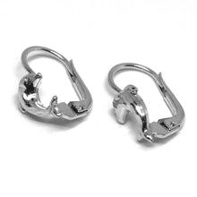 Cargar imagen en el visor de la galería, 18k white gold kids earrings, hammered dolphin, leverback closure, Italy made.
