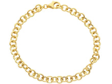 Cargar imagen en el visor de la galería, 18K YELLOW GOLD BRACELET 7.1", ROUND CIRCLE ROLO LINK DIAMETER 6mm, MADE ITALY.