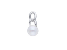 Charger l'image dans la galerie, 18k white gold pendant charm with round freshwater white luster pearl 7/7.5 mm.