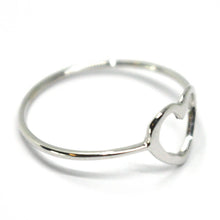 Load image into Gallery viewer, SOLID 18K WHITE GOLD HEART LOVE RING, 10mm DIAMETER FLAT HEART CENTRAL, SMOOTH.