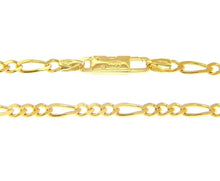 Load image into Gallery viewer, SOLID 18K GOLD FIGARO GOURMETTE CHAIN 3mm WIDTH, 24", ALTERNATE 3+1 NECKLACE.