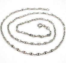 Cargar imagen en el visor de la galería, 18k white gold chain flat navy mariner oval bright link 2.5 mm, 20 inches.