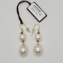 Load image into Gallery viewer, SOLID 18K YELLOW GOLD EARRINGS WITH WHITE FW PEARL AND CITRINE MADE IN ITALY.