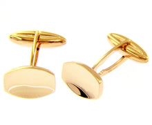 Cargar imagen en el visor de la galería, 18K YELLOW GOLD CUFFLINKS, RHOMBUS FLAT 15mm 0.6" BUTTON, SMOOTH, MADE IN ITALY.