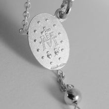 Cargar imagen en el visor de la galería, 18k white gold rosary necklace miraculous Mary medal & Jesus cross Italy made.