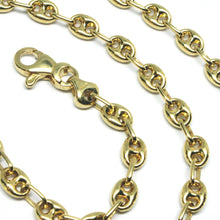 Load image into Gallery viewer, 18k yellow gold oval nautical mariner chain 5 mm, 24", anchor rounded puffed necklace.