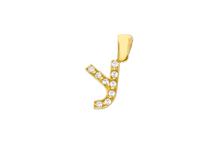 Load image into Gallery viewer, 18K YELLOW GOLD SMALL 10mm 0.4" PENDANT CHARM INITIAL LETTER Y, CUBIC ZIRCONIA.