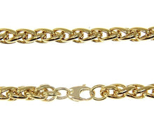 Cargar imagen en el visor de la galería, 18K YELLOW GOLD CHAIN, NECKLACE SPIGA WHEAT, BIG 6mm, TWISTED, SHOWY, WAVY, EAR.