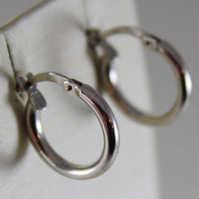Cargar imagen en el visor de la galería, 18K WHITE GOLD EARRINGS MINI CIRCLE HOOP 13 MM 0.51 IN DIAMETER MADE IN ITALY.
