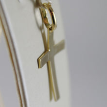 Load image into Gallery viewer, SOLID 18K YELLOW GOLD FLAT CROSS SQUARED ARCHED, SMOOTH, LUMINOUS, MADE IN ITALY.