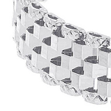 Cargar imagen en el visor de la galería, 18k white gold band chain link cable mesh ring, 5 wires, smooth and hammered.