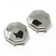 Cargar imagen en el visor de la galería, 18k white gold button covers, faceted octagon, made in Italy.
