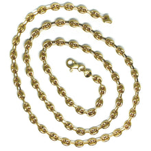 Load image into Gallery viewer, 18k yellow gold oval nautical mariner chain 5 mm, 24", anchor rounded puffed necklace.