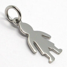 Charger l'image dans la galerie, 18k white gold luster pendant with flat boy baby, kid, made in Italy, charm.
