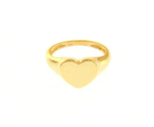 Load image into Gallery viewer, 18K YELLOW GOLD BAND SMOOTH CHEVALIER RING, CENTRAL 10mm HEART, MADE IN ITALY.