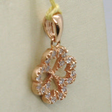 Cargar imagen en el visor de la galería, 18k rose gold lucky four leaf pendant charm cubic zirconia bright.