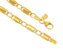 Load image into Gallery viewer, 9K YELLOW GOLD BRACELET FLAT GOURMETTE CURB ALTERNATE WITH OVAL 4mm LINK, 7.5".