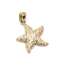 Load image into Gallery viewer, SOLID 18K ROSE GOLD PENDANT STARFISH STAR WITH CUBIC ZIRCONIA 16mm 0.63 inches.