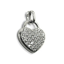Load image into Gallery viewer, 18k white gold 16mm 0.63" rounded heart, zirconia pendant.