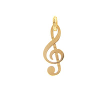 Cargar imagen en el visor de la galería, 18K YELLOW GOLD FLAT 20mm 0.9" TREBLE CLEF MUSICAL NOTE PENDANT, VIOLIN CHARM.